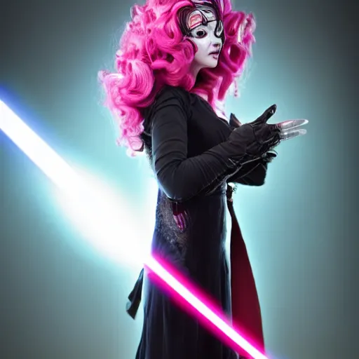 Image similar to pinkie pie as a sith lord, photograph by Zhang Jingna