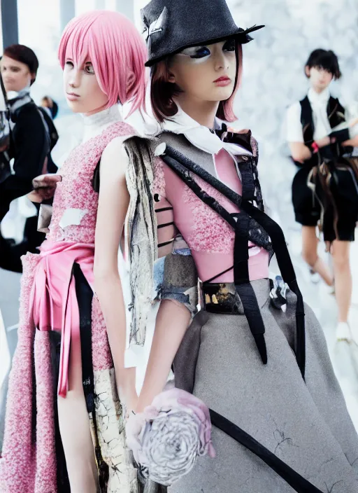 Image similar to dior anime cosplay, runaway photography, high detail