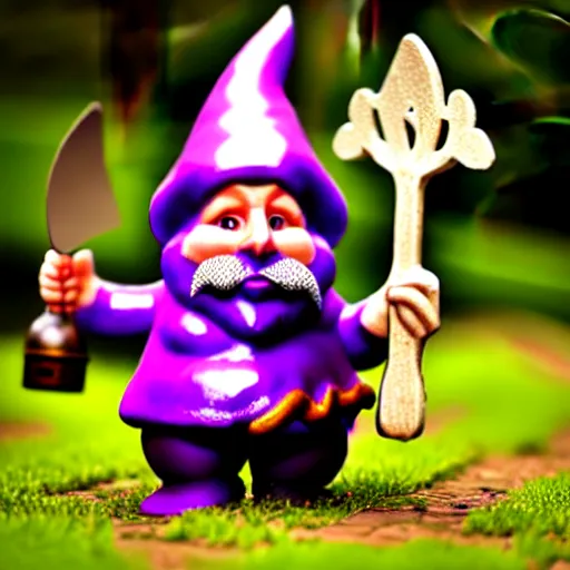 Image similar to purple gnome controlling spirits to fight off tree people in a winery. fantasy