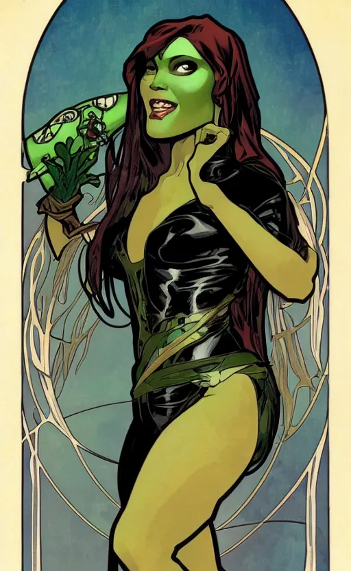 Prompt: gamora from guardians of the galaxy, by alphonse mucha. art nouveau. trending on artstation