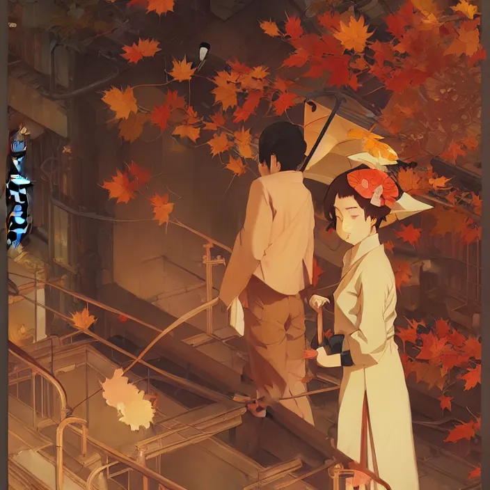 Prompt: tokyo, autumn, in the style of studio ghibli, j. c. leyendecker, greg rutkowski, artem