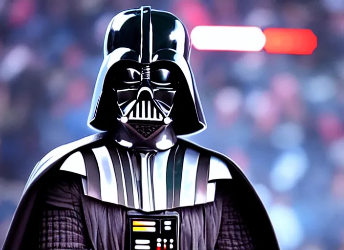 Image similar to ESPN still of Darth Vader playing in the nba playoffs live on espn, 4k