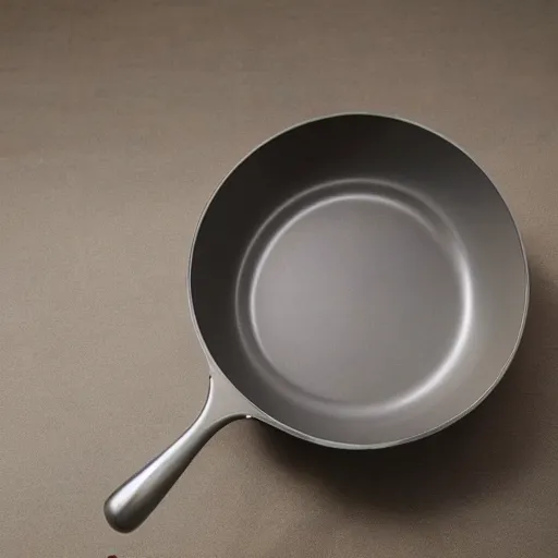 Prompt: minimal iron cast pan inspired by Marc Newson