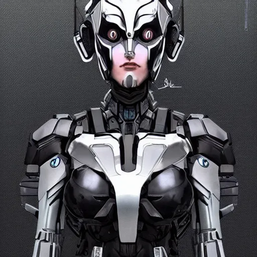 Prompt: a female transformer with a septum ring, glowing eyes, very symmetrical face, highly detailed, widow maker, by vitaly bulgarov, by yoji shinkawa, by joss nizzi, by ben procter, by steve jung, metal gear solid, transformers cinematic universe, pinterest, artstation, unreal engine