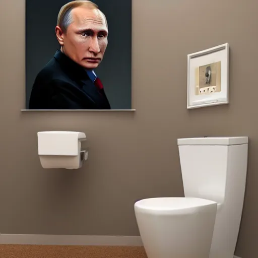 Prompt: vladimir putin portrait sitting on a toilet, realistic face, 8 k resolution, highly detailed