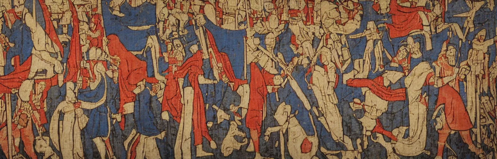 Image similar to a medieval tapestry depicting the star wars saga