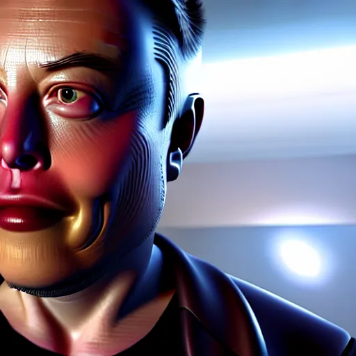 Image similar to elon musk with very long pair of golden tusks growing out of his cheeks 8 k ultra realistic, award winning, unreal engine 5, masterpiece, atmosphere glow, hyperrealistic, focused, extreme details, cinematic