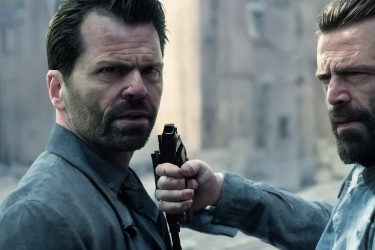 Prompt: film still of James McCaffrey as Max Payne in the Max Payne movie, 4k