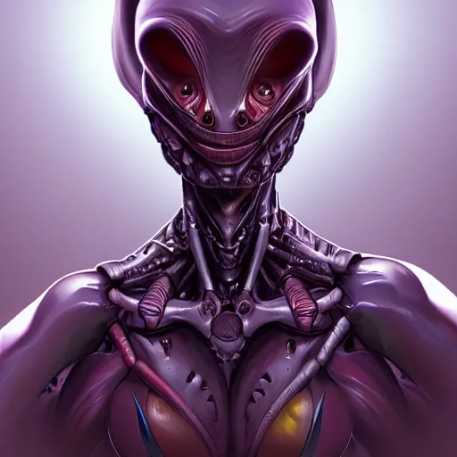 Prompt: portrait of a Alien alchemist by Artgerm, biomechanical, hyper detailled, trending on artstation