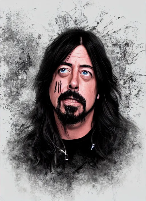 Image similar to Dave Grohl, detailed digital art, trending on Artstation