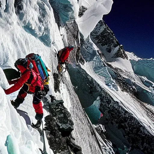 Image similar to aliens climbing mount everest,