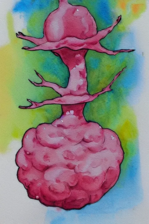 Image similar to plumbus, watercolor