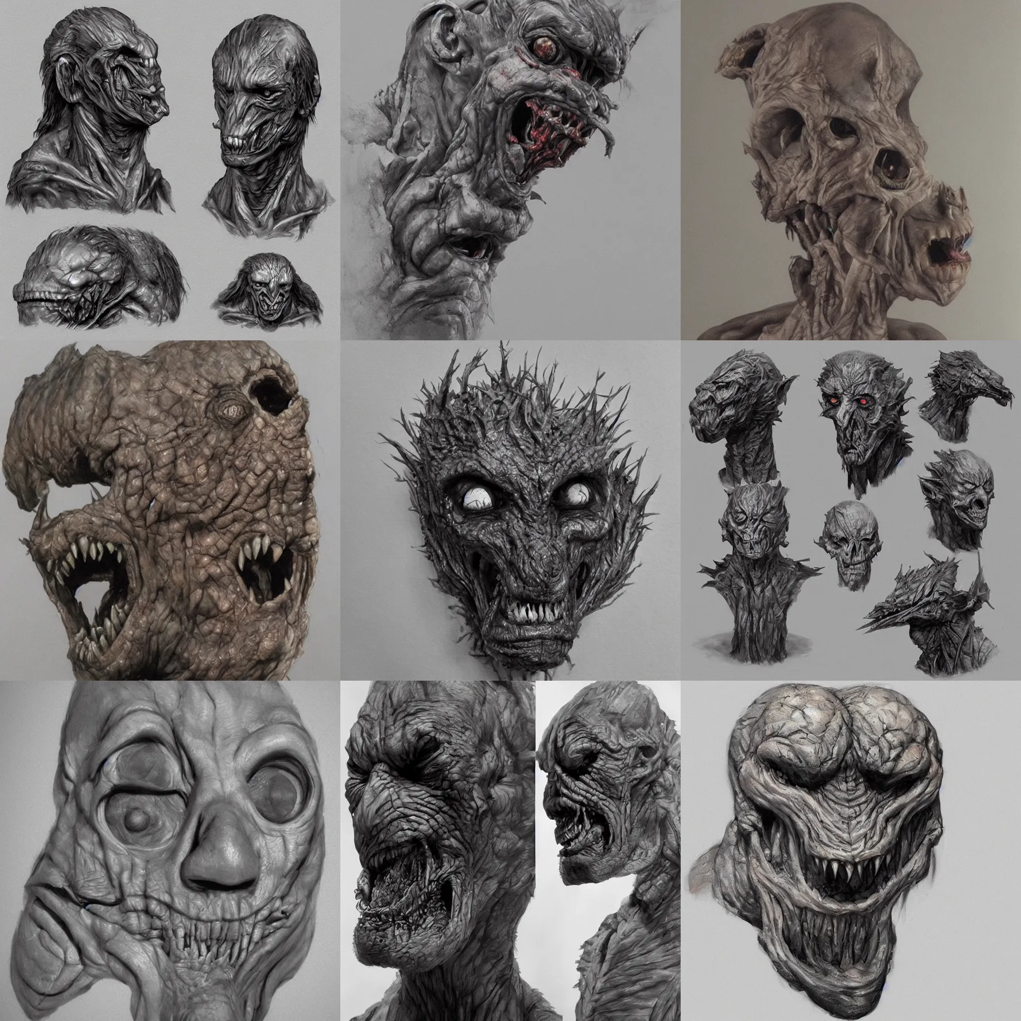 Prompt: creature bust, horror, art by dan harding, concept art, realistic