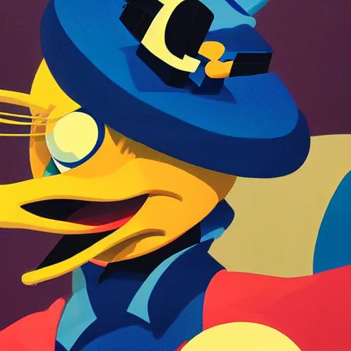 Prompt: Painting of Donald Duck by Sachin Teng :4 stylish, asymmetrical, Matte Painting , Vector art, geometric shapes, hard edges, graffiti, street art:2 Masterpiece, impressive detail, Profound, by Sachin Teng:4