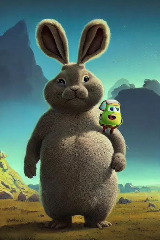 Image similar to cute adorable pixar inspired big chungus, hyper realistic, fantasy art, in the style of chris foss and alan lee, intricate, hyper detailed, smooth