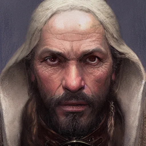 Image similar to the merchant of the east realistic fantasy d & d character, closeup portrait art by donato giancola and greg rutkowski, realistic face, digital art, trending on artstation