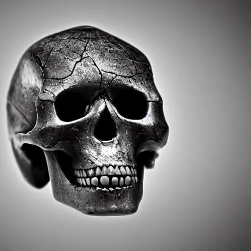 Image similar to d 2 0 merged with a skull, realistic photography, high detailed