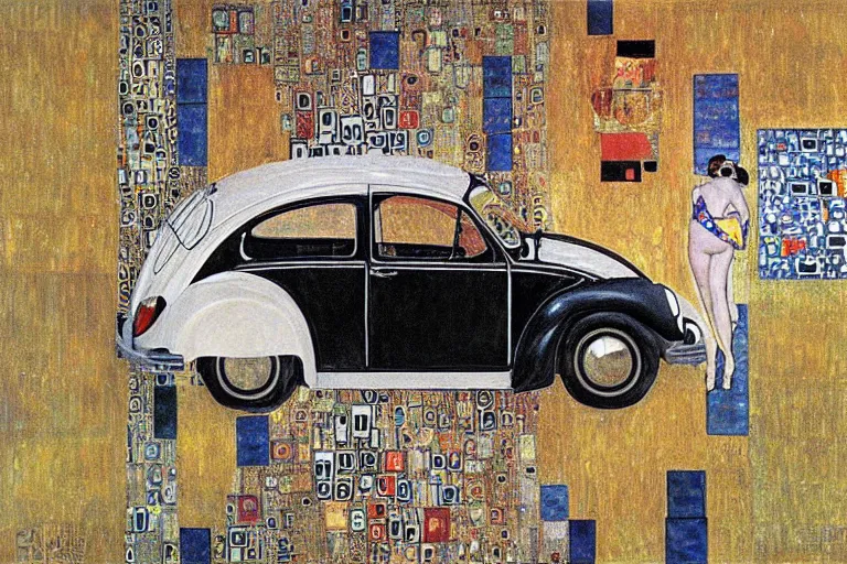 Image similar to gustav klimt vw beetle