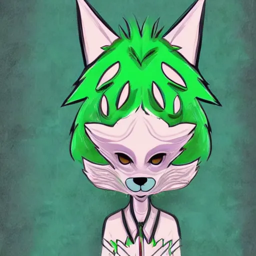 Image similar to Beautiful digital painting of an anthro anthropomorphic pastel-green wolf, Punk outfit.comic book, inked, cute, cozy