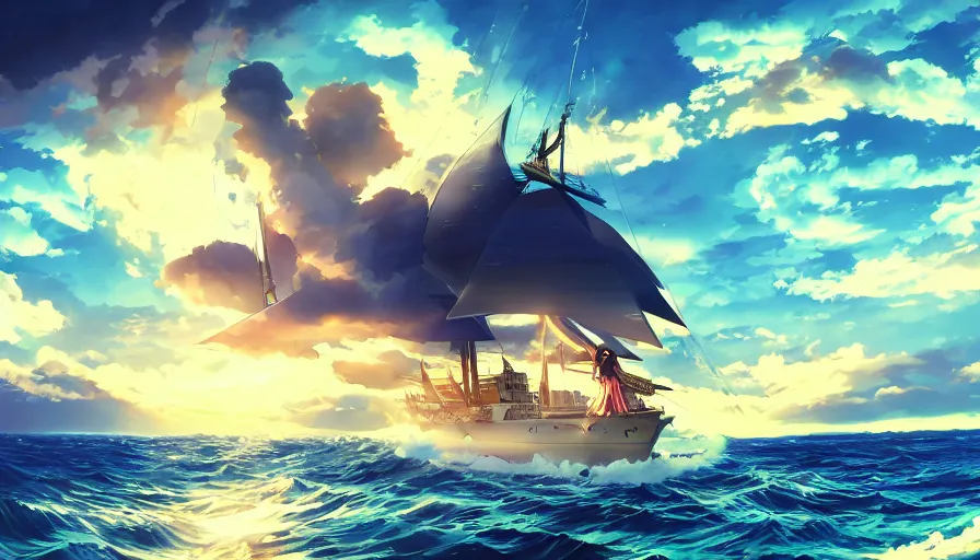artwork, vehicle, anime, sailing ship, simple background, white background,  ship Phone HD Wallpaper