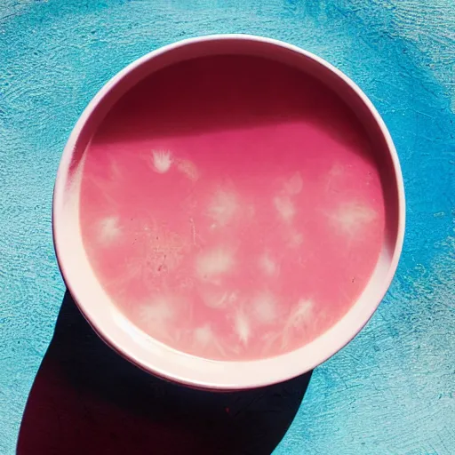 Image similar to photo of a cyan and pink soup