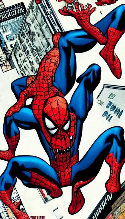 Prompt: comic book cover art of spiderman