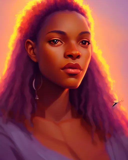 Image similar to beautiful auburn flower african american goddess portrait by sylvain sarrailh, artstation, radiant halo of light, photorealism, w