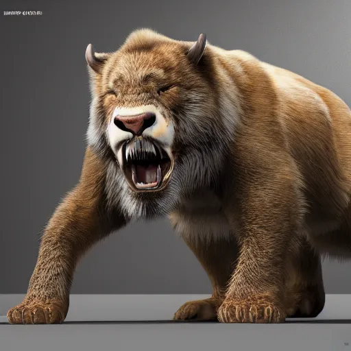 Image similar to Sabertooth, 3D Render, high quality, very detailed, 8k, photorealistic, hd, octane render