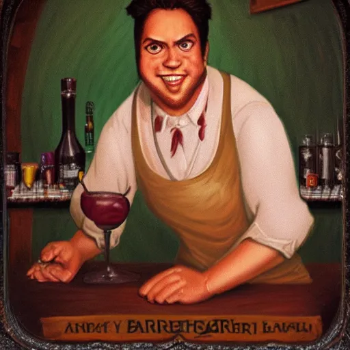 Image similar to fantasy portrait of a caramel - skinned barkeep