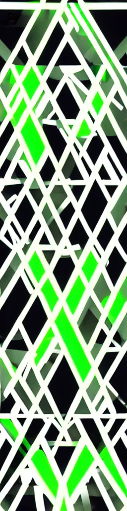 Prompt: neon green pattern, fragmented shapes, triangles, squares, right angles, glowing, sharp edges, straight lines,