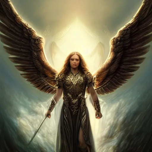 Image similar to Majestic and regal portrait of Archangel Michael, intricate, epic, elegant, menacing, fantasy, highly detailed, digital painting, hard focus, beautiful volumetric lighting, epic light, ultra detailed, by Leesha Hannigan, Ross Tran, Thierry Doizon, Kai Carpenter, Ignacio Fernández Ríos