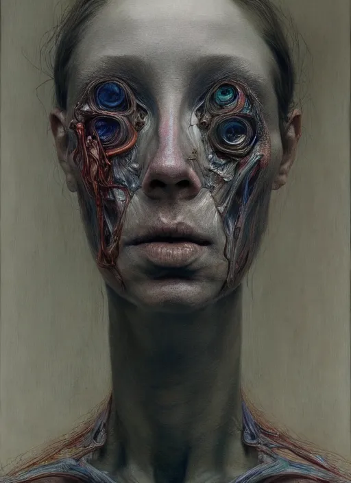 Image similar to there is ugliness in beauty, but there is also beauty in ugliness detailed portrait painting inspired by beksinski and alex gray, accurate anatomy by jenny saville, edward hopper trending on artstation. 8 k