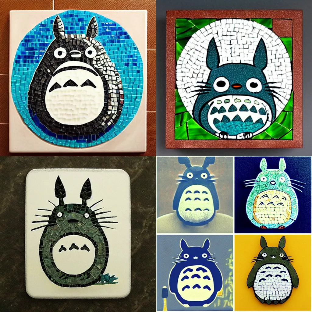 Prompt: “Totoro, mosaic, tile art ”