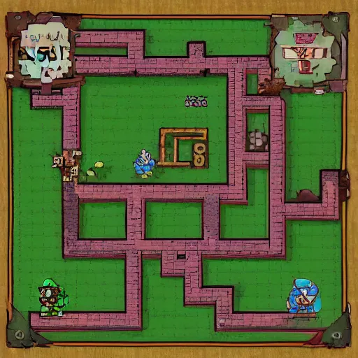 Image similar to Legend of Zelda, full map stylized 2d