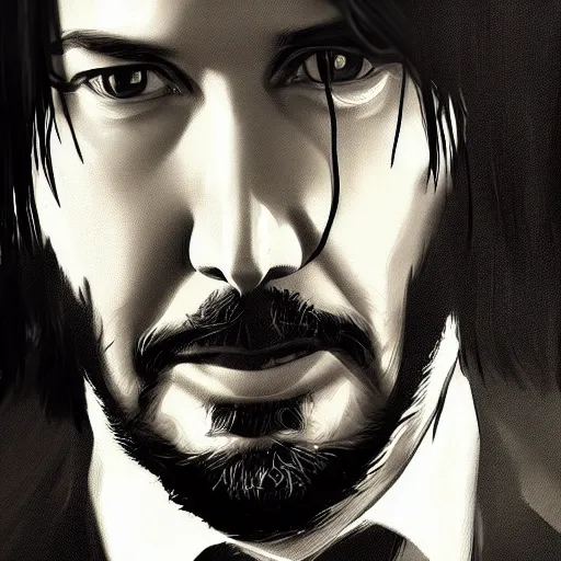 Prompt: keanu reeves in pulp fiction, trending on artstation, rule of 3rd, vibrant digital art, photorealism, hair strands, textures, fine details, lifelike, character scene, tarantino