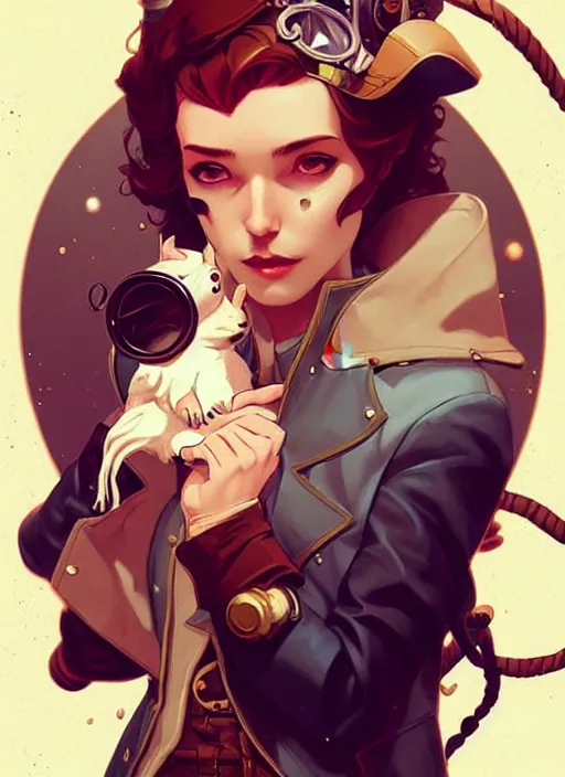 Image similar to style artgerm, joshua middleton, illustration, anthropomorphic hamster as cowboy steampunk aristocrat, swirling water cosmos, fantasy, dnd, cinematic lighting, collectible card art