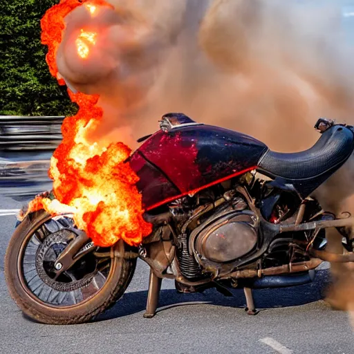 Image similar to motorcycle blowing up