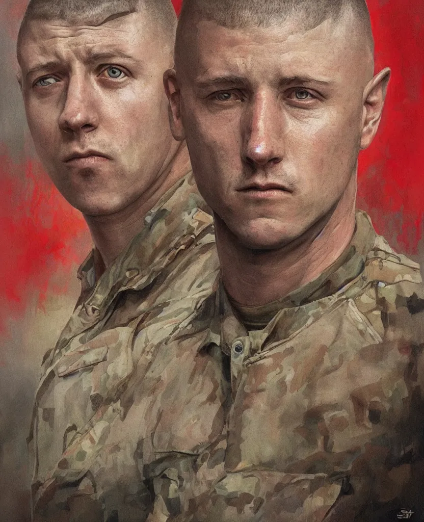 Prompt: Jarhead, a portrait by Sam Spratt