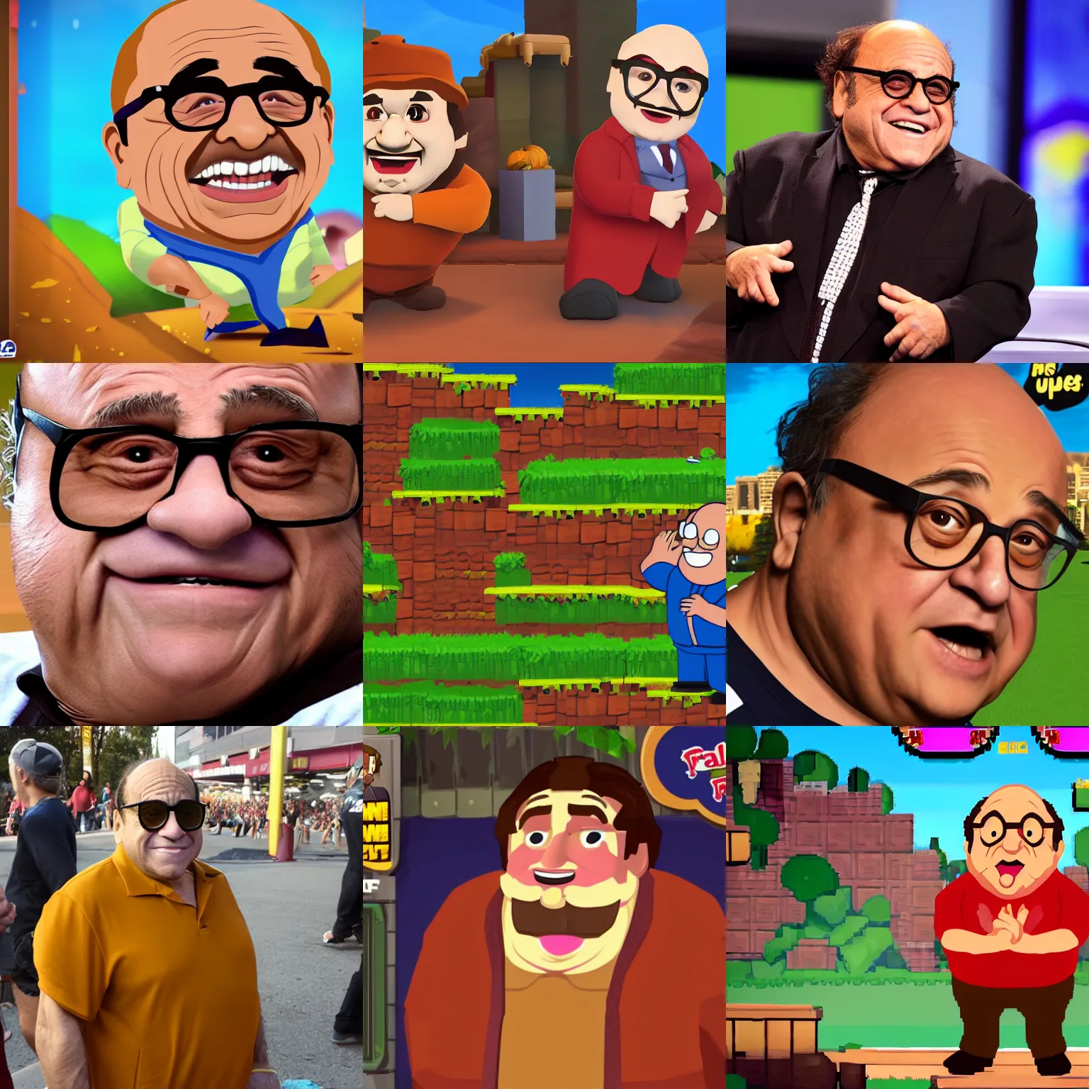 Prompt: danny devito in the game fall guys