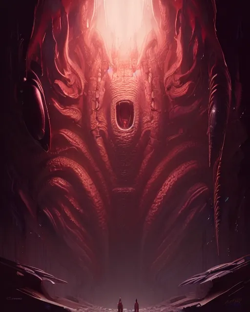 Image similar to professional concept art portrait of a predatory alien species in a dark room by artgerm and greg rutkowski. an intricate, elegant, highly detailed digital painting, concept art, smooth, sharp focus, illustration, in the style of cam sykes, wayne barlowe, igor kieryluk.