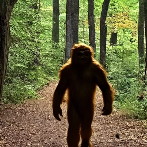 Prompt: A hiker encounters a Scary Sasquatch at a trailer park in Ohio
