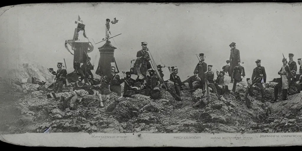Prompt: stereopticon photo of the Crimean war
