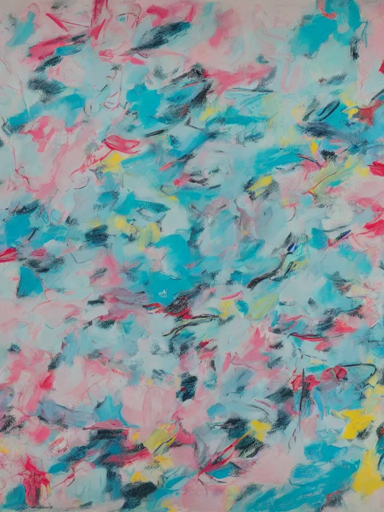 Image similar to abstract painting by cecily brown, aqua and pastel colors,