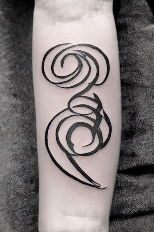 Image similar to a simple tattoo design of birds flying in a 8 spiral, black ink, logo