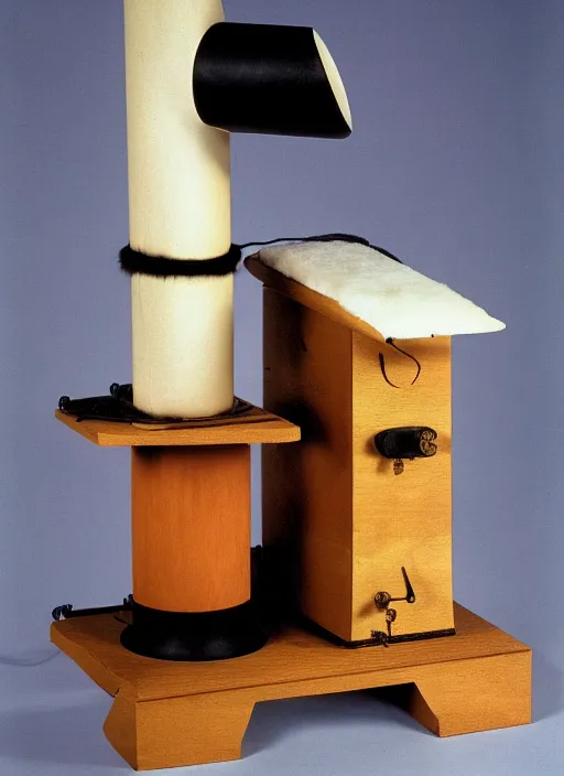 Prompt: realistic photo of a a medieval astronomy appliance model equipment gadget, made of wood white clay and fur with black wires 1 9 9 0, life magazine reportage photo, natural colors, metropolitan museum collection