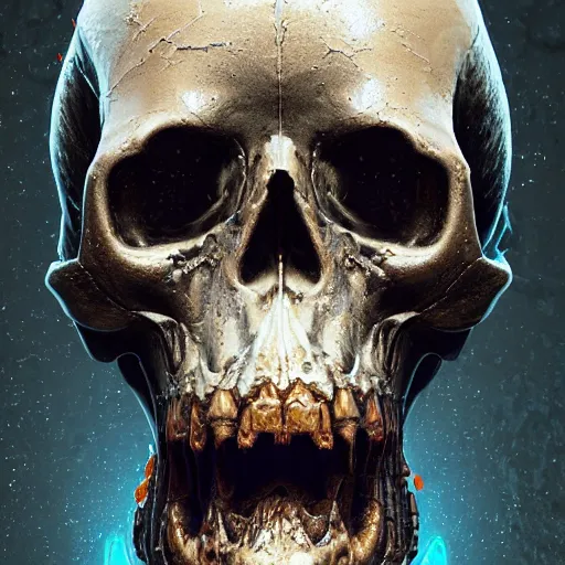 Image similar to portrait_of_a_melting_skull._intricate_abstract._intricate_artwork._by_Tooth_Wu_wlop_beeple_dan_mumford._octane_render_trending_on_artstat