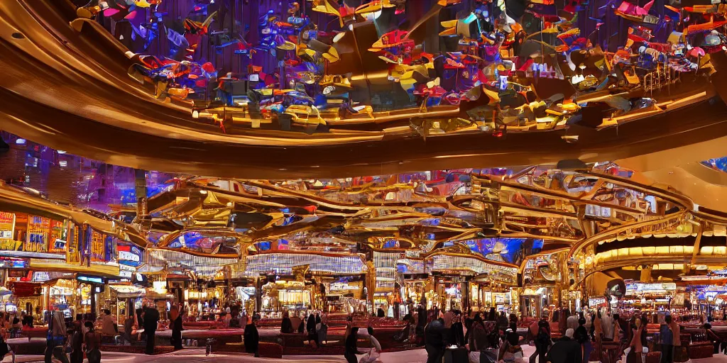 Image similar to interior of the las vegas casino megastructure, hyper realistic, inteicate detailed masterpiece, hd