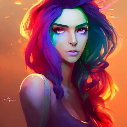 beautiful woman with rainbow hair, maya ali mage, | Stable Diffusion ...