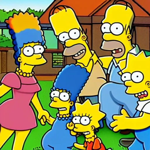 Image similar to portrait of the simpsons, real life! sharp focus