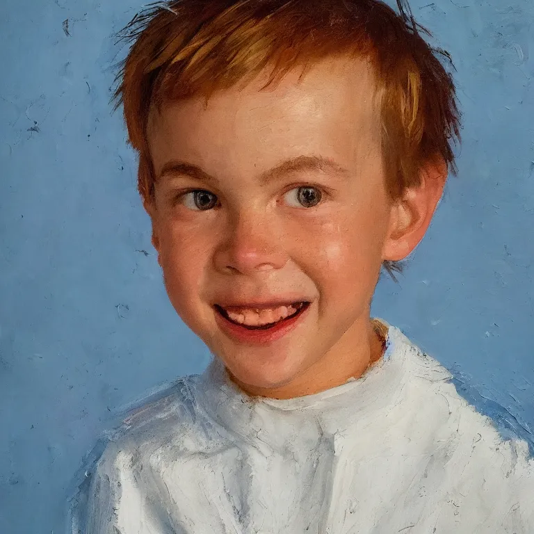 Image similar to Beautiful warmly lit close up studio portrait of a young androgynous!! Donald Trump smiling sweetly cute, impasto oil painting heavy brushstrokes by Cy Twombly and Anselm Kiefer , trending on artstation dramatic lighting abstract Expressionism